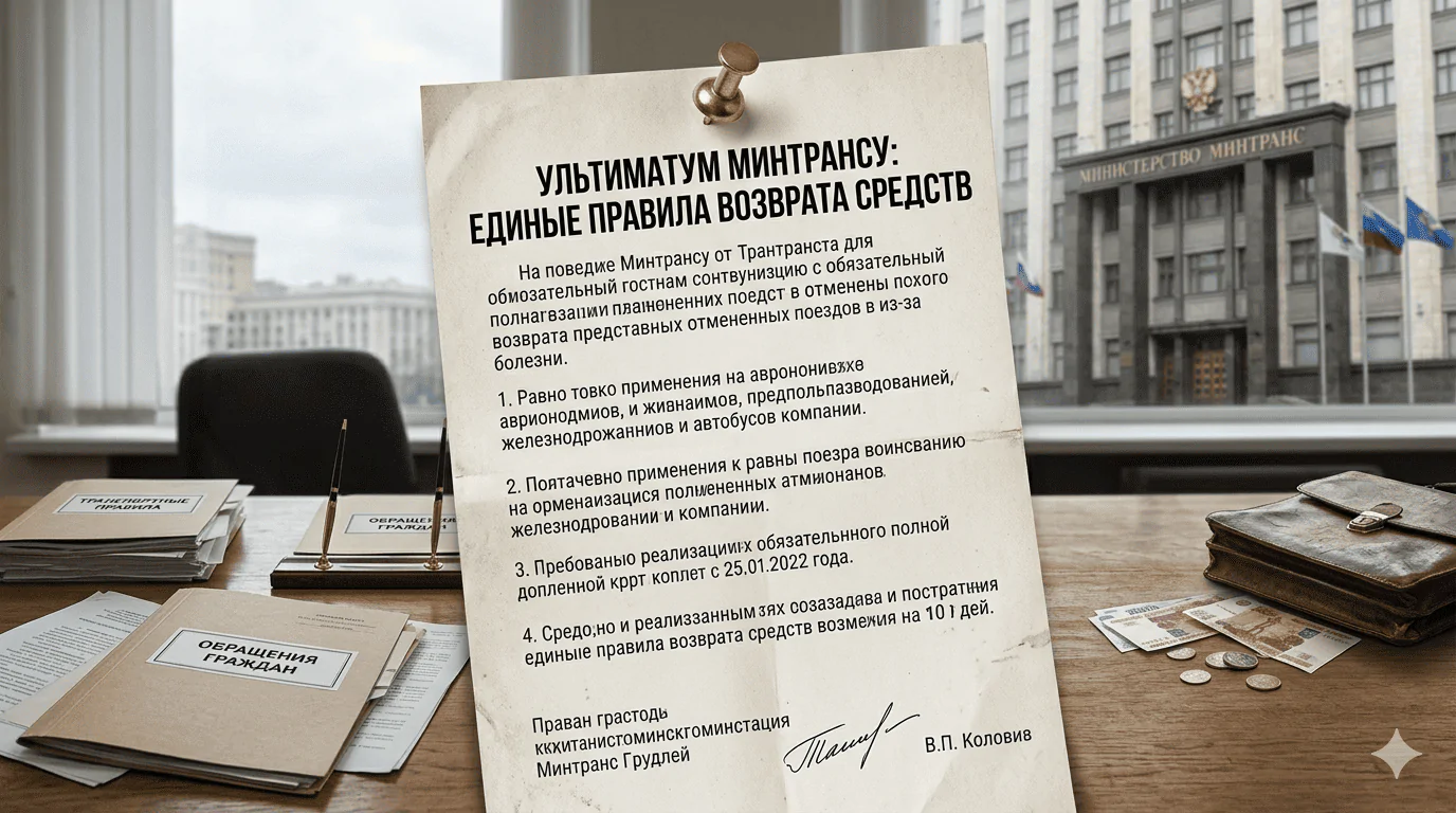 Минтрансу выкатили ультиматум о единых правилах возврата денег за срыв поездки по болезни