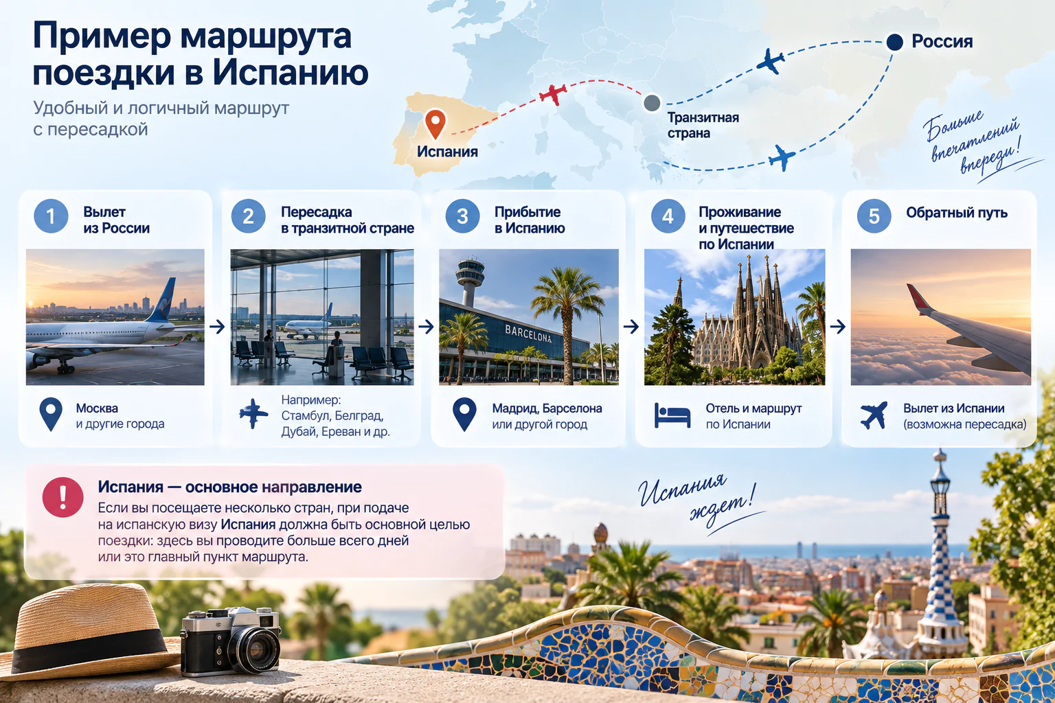 Маршрут поездки в Испанию